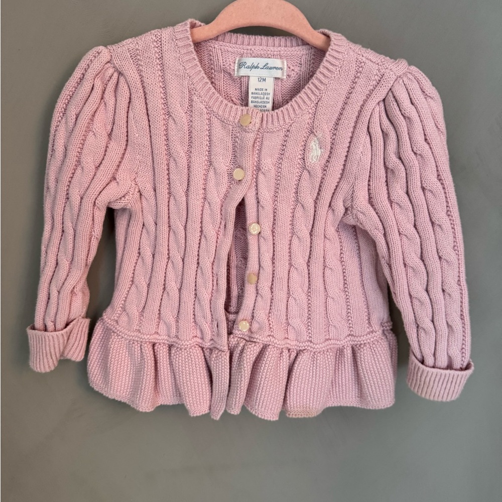 Ralph Lauren Light Pink Cable Knit Cardigan